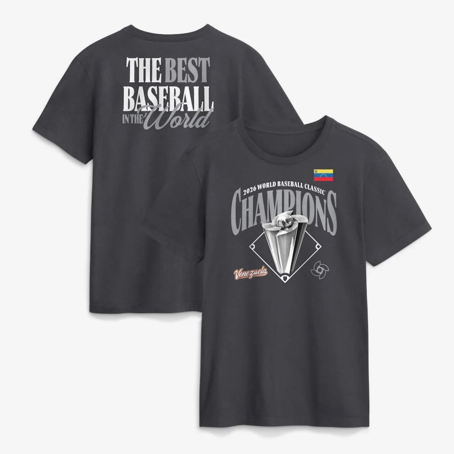 

Venezuela 2026 World Baseball Classic Champions T-Shirt Men and Women Summer Cotton Clothing Casual Fashion Short Sleeved Tee S чёрный