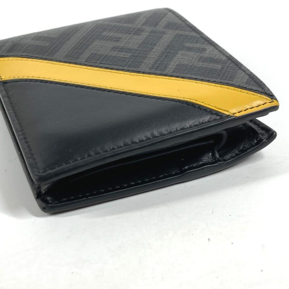 Fendi ZM0001 Zucca Logo Compact Wallet Folded Wallet PVC/Leather Black/yellow