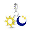 925 Sterling Copper Golden Sunflowers Heart Beads Pendant Charms Beads Fit 4MM Hole Diameter Bracelets Luxury Party DIY Zircon