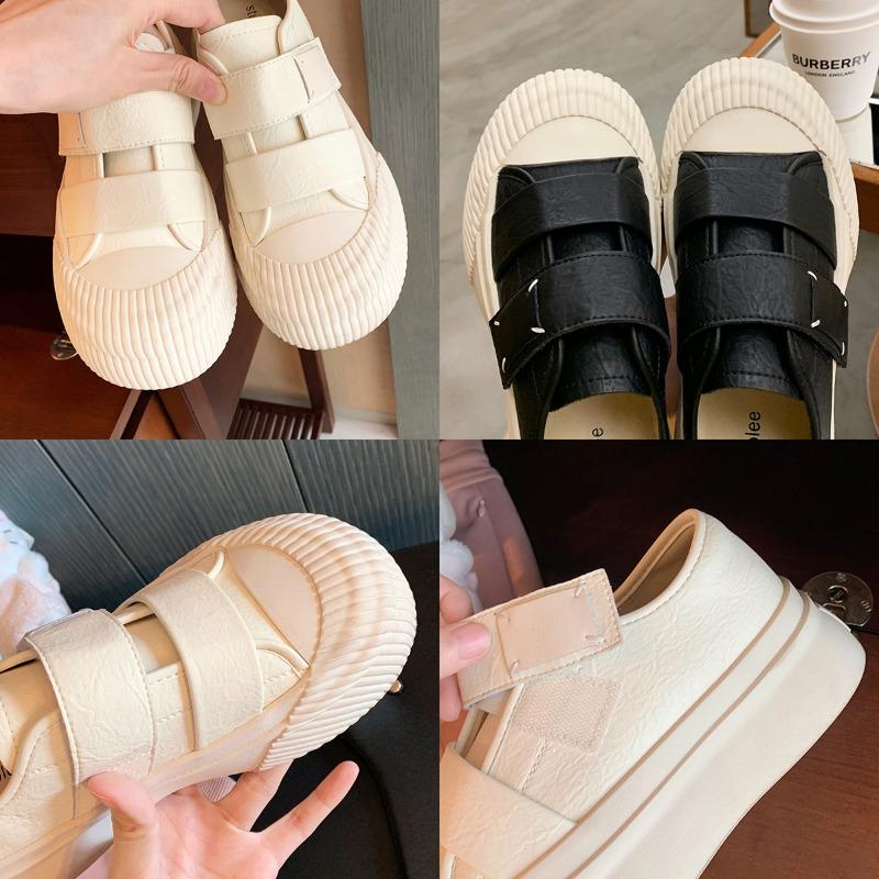 ~ Lazy Velcro Versatile Little White Shoes Round Head Heightening Platform Biscuit Shoes Women's Spring and Autumn