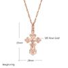 Luxury  Rose Gold Color Cross Pendant Necklace For Women Men Orthodox Church Jesus Glossy Charm Daily Fine Jewelry