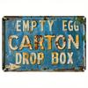 Vintage Äggkartong Metallskylt Väggdekor Gårdskök Rustik Konst