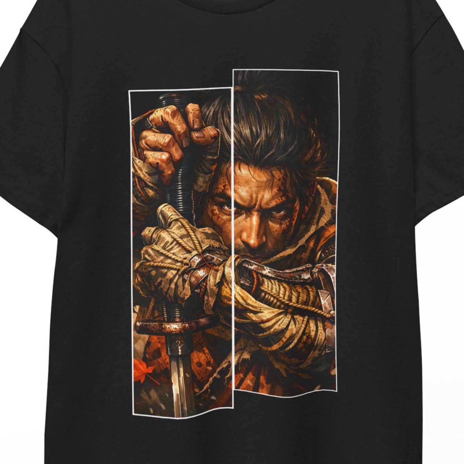 Sekiro Shadows Die Twice T Shirt, Sekiro Shadows Shirt Art Print Style, Video Game Samurai Tee, Japanese Action Game Inspired Apparel Unisex XL
