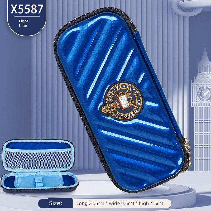 

Oxford University Elementary School Pencil Case Boys Stationery Box Pencil Box Junior High School Student Stationery Case Large Capacity Pencil Case X5587 light blue