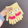 Lustige Cartoon Strickhandschuhe Niedliche Große Augen Warme Handschuhe Winter Gerippte Touchscreen-Handschuhe zum Fahren Pendeln Radfahren Tägliche Erledigungen
