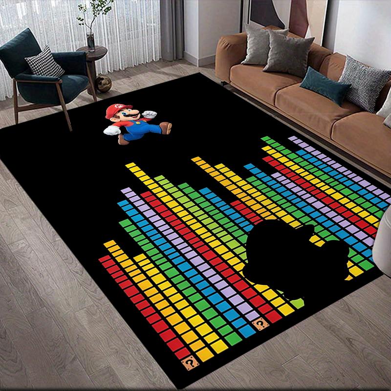 Mario Home Sofa Decoration for Living Room & Bedroom, Non‑Slip Play Flannel Floor Mat for Game Room