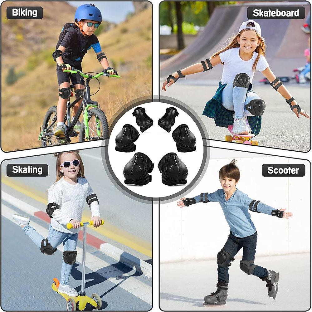 Kids Protective Gear Knee Pads and Elbow Pads 3 In 1 with Wrist Guard for Rollerblading Skateboard Cycling Skating Bike Scooter