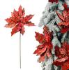 Red Poinsettia Christmas Star On a Pick - Christmas Tree Flowers 69 Cm