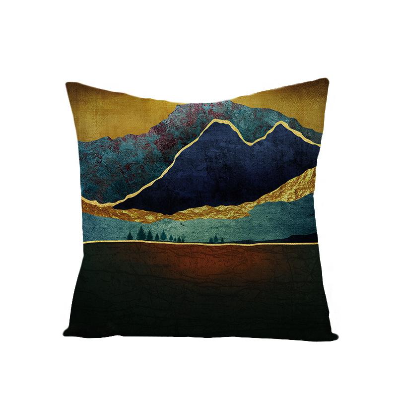 Home Decoration Supplies Landscape Painting Polyester Pillow Cover Home Geometric Abstract Sofa Cushion Cover