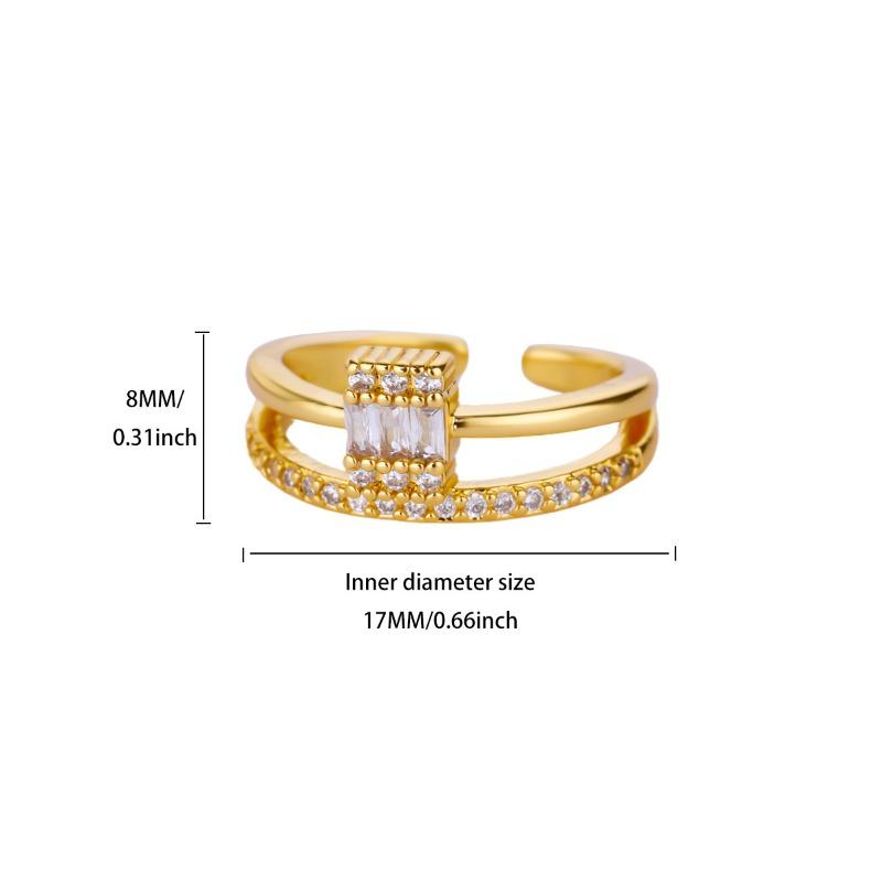 Fashion Design Sense Gold-plated Diamond Butterfly Love Open Copper Ring Women's Fashion Versatile Ring Hand Jewelry