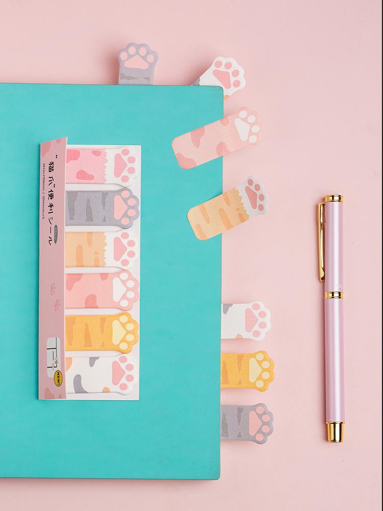 Kawaii Stationery Cartoon Cat Paw Memo Pad Bookmark Flags Index Tab Sticky Notes Label Paper Stickers  Note Pad Stationery