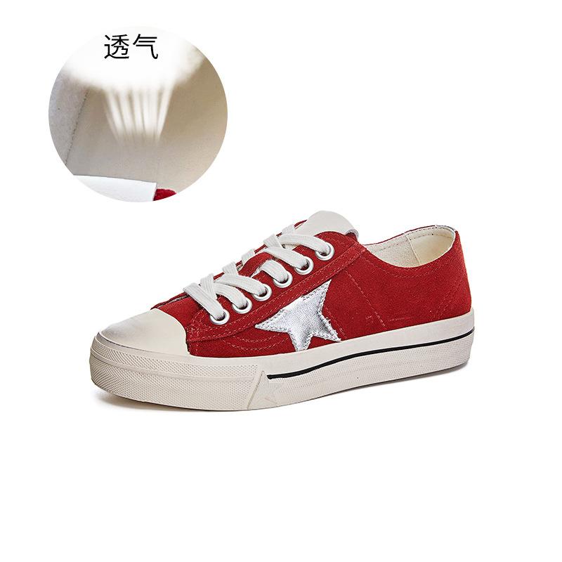 Leather star women's shoes 2025 spring and summer new flat-bottomed dirty shoes casual fashion little white shoes women's versatile board shoes women
