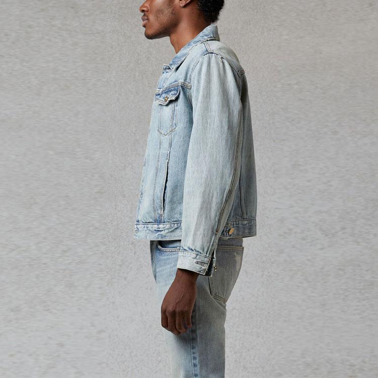 Fear of God Essentials Fall/Winter 2020 Light Denim Trucker Jacket Unisex Outerwear Indigo FOG-FW20-363