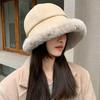Soft Velvet Panama Hat Windproof Warm Cap Fashion Fluffy Fur Bucket Hat  Riding