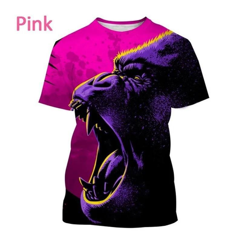 Cool 3D Gorilla Print Short Sleeve T-Shirt, Tribal Style, Great for Casual Wear.