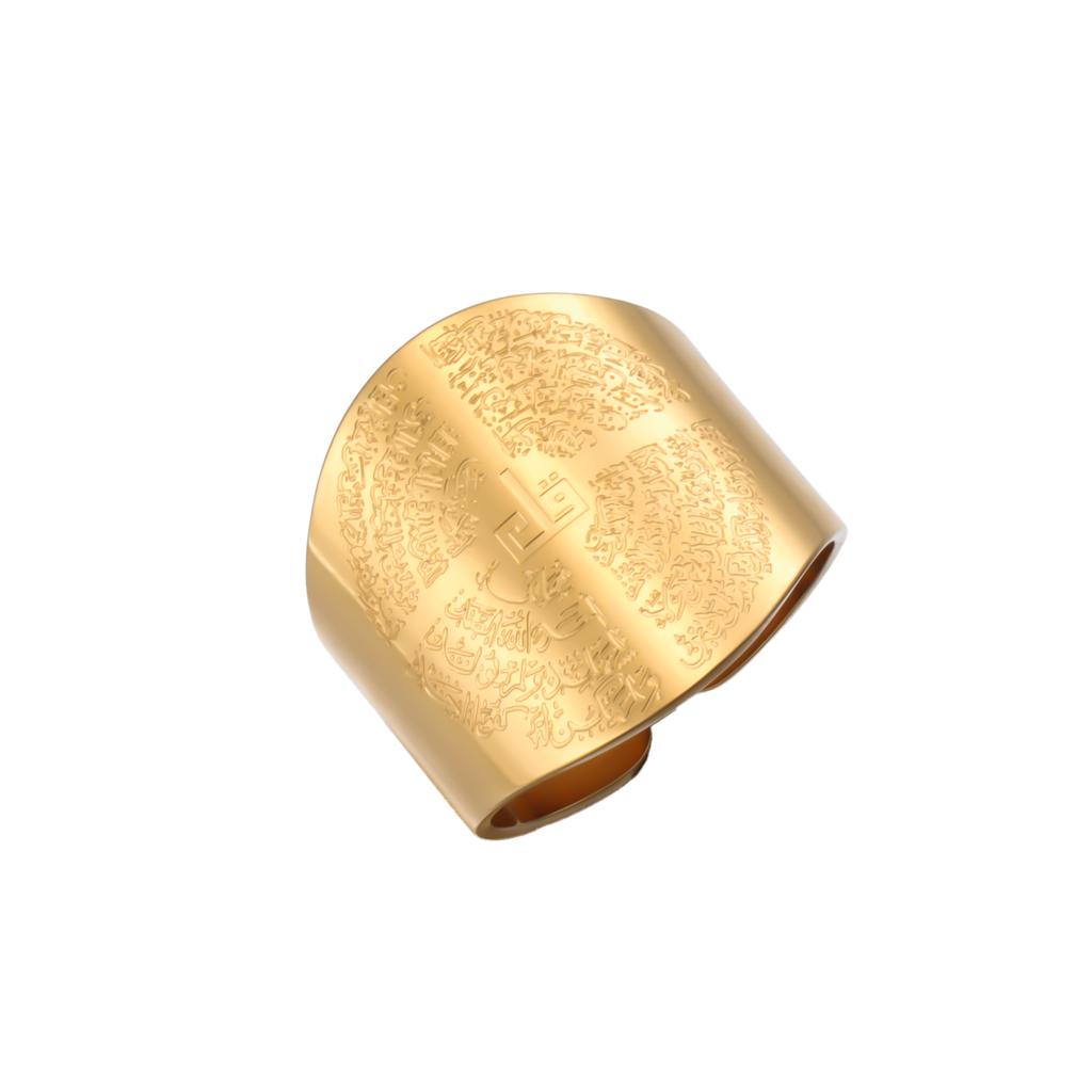 LIKGREAT Arabic Calligraphy Ring for Men Women Islamic Muslim Prayer Jewelry Gift Stainless Steel Rings Spiritual Healing Amulet