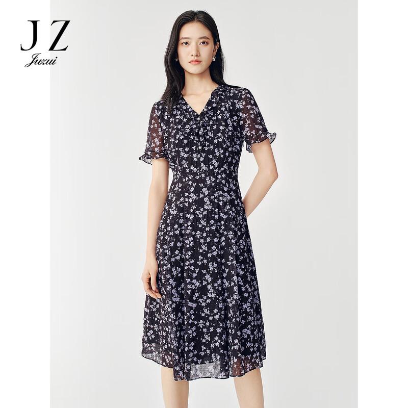 

JUZUI Romantic Botanical Print Textured Dress M