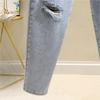 Women's Light Color High Waist Ripped Harem Jeans - Korean Style, Loose Nine-Point Fit, Autumn 2021