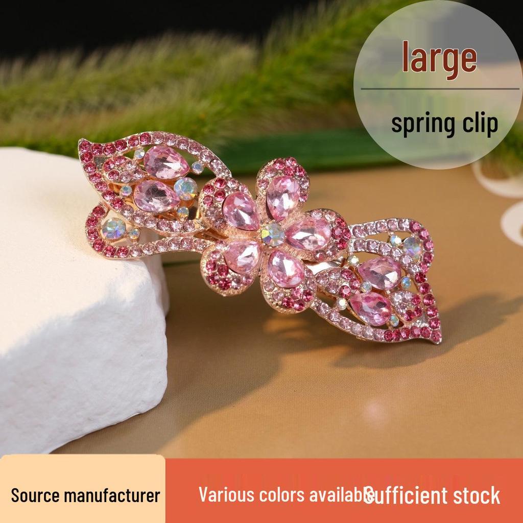 Korean Style Rhinestone Crystal Hair Clip - Adult Large Spring Clip for Ponytails