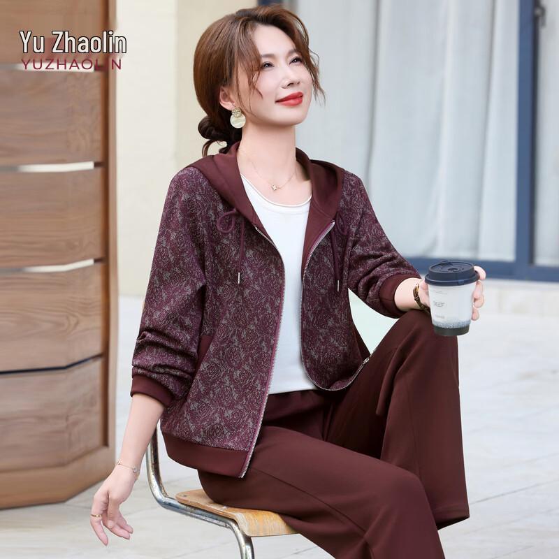 

Yuzhaolin Chic Mom s Spring/Autumn Casual Two-Piece Sportswear Set 3XL