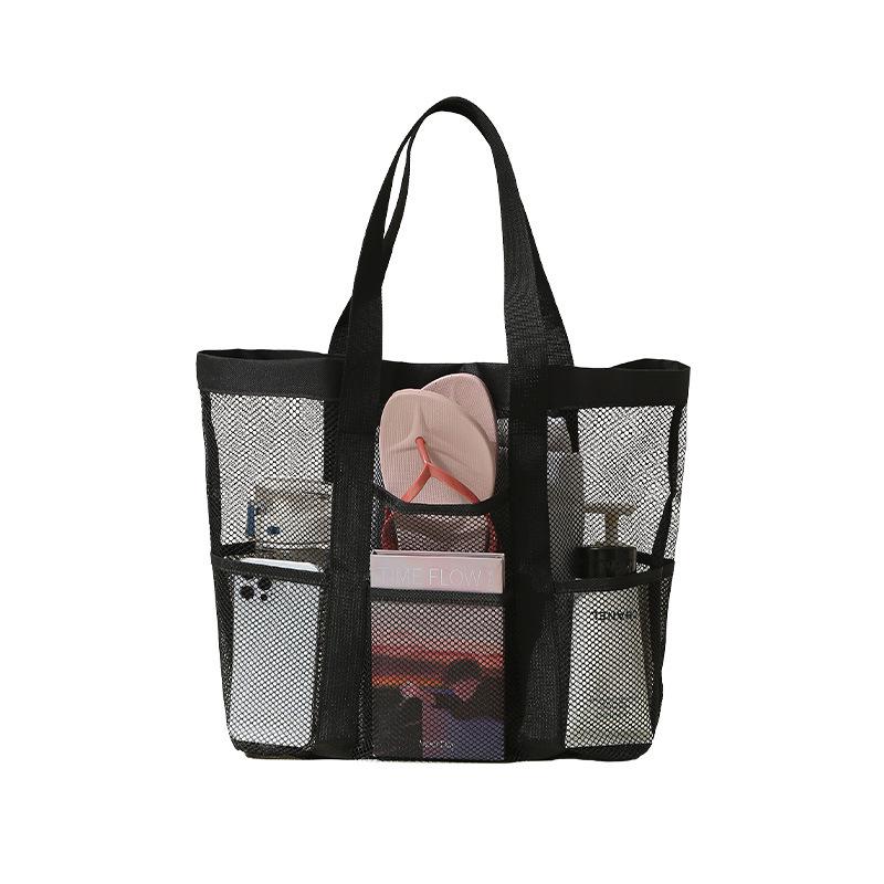Large Mesh Beach Bag with Compartments - Breathable Gym & Swim Travel Organizer