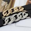 Elastic Belt Women'S 8-Character Metal Chain Snap Buckle With Dress Coat Suit Temperament Elastic Waist Seal