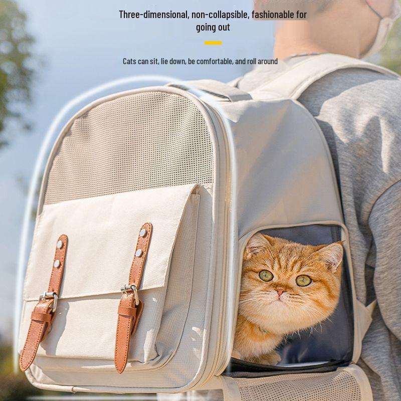Foldable Transparent Cat Backpack - Portable Double Shoulder Outdoor Carrier