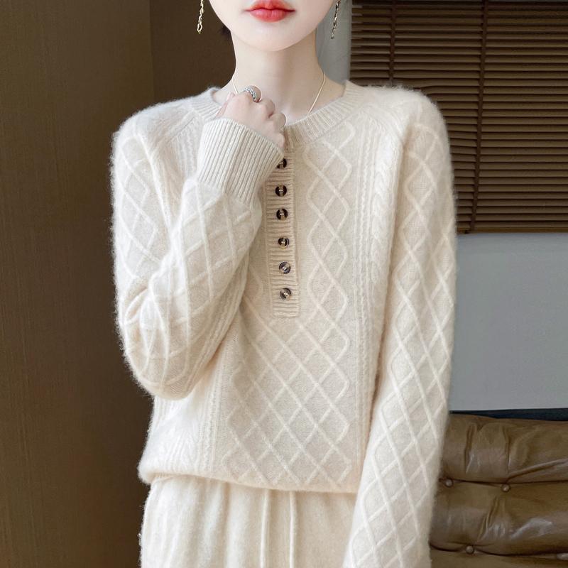 Women Sweater 100% Wool MODERN NEW SAGA O-neck Knit Pullover Thick Winter Jumpers Female Knit Tops