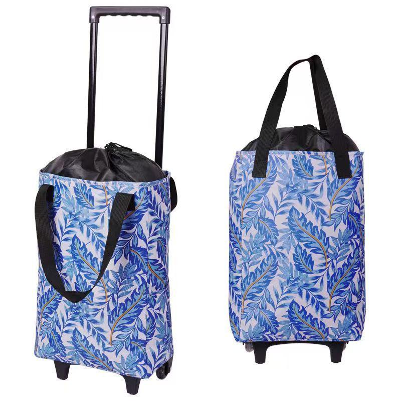 Folding Portable Hand-Pulled Shopping Trolley with Wheels for Camping and Supermarkets