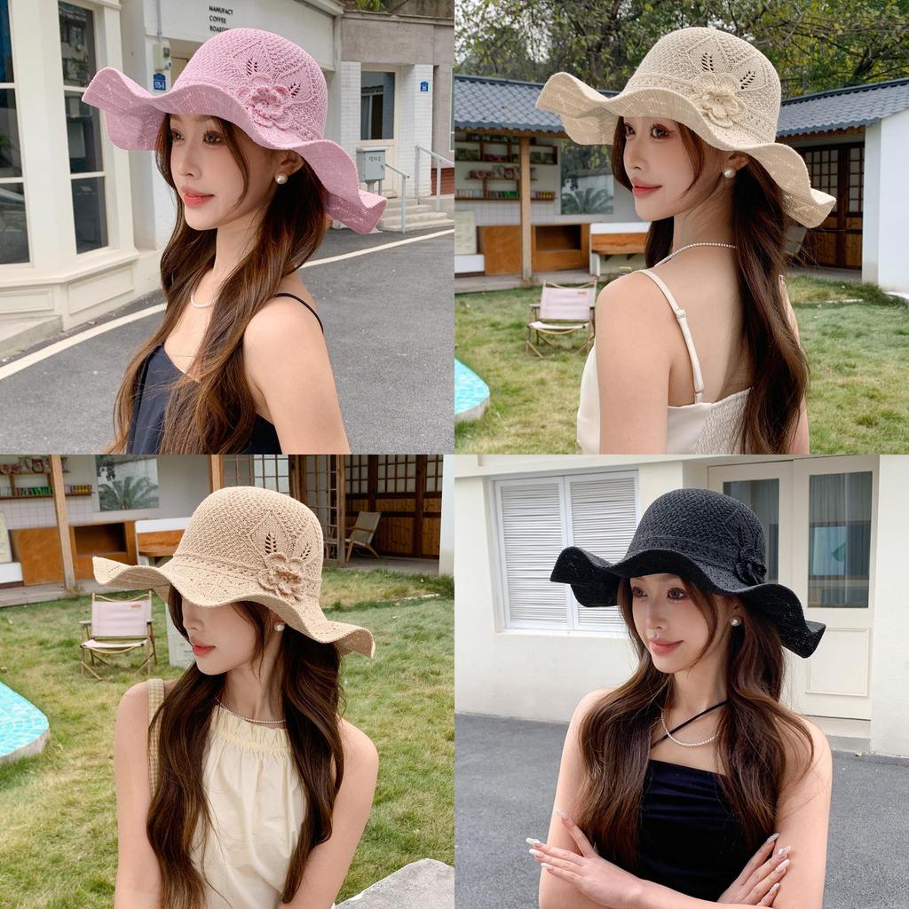 Ladies Wide Brim Sun Hat With Breathable Polyester Material For Uv Sunshade
