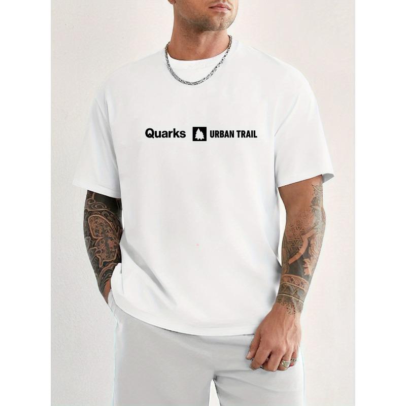 

Quarks Men S Urban TRAIL Graphic T-Shirt | Summer Casual Short Sleeve Tee with English Letter and Tree Print, Soft Ribbed Crew Neck, Slightly Elastic S белый