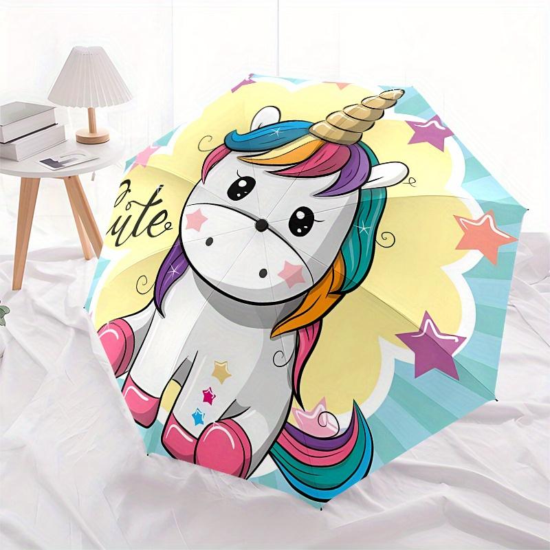 Unicorn, Cute-themed, Eight-ribbed, Self-folding Umbrella Is Suitable for Everyday Outdoor Use and Is An Ideal Gift for Friends and Family,