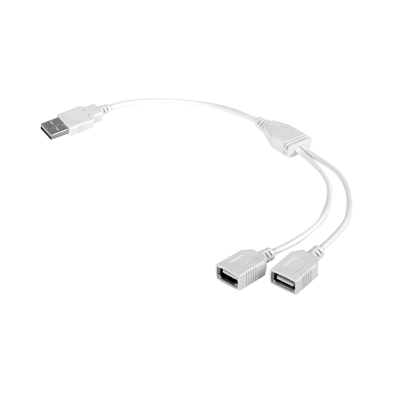 

USB Y Splitter Cable Power Cord 1 Male to 2 Female USB Extension Cable Charger Not for Data Transfer Use Power Supplies белый