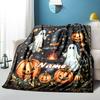 1PC Custom Name Halloween Ghosts Pumpkins outdooor Flannel blankets Throw Blanket All-Season Throw Gift Bedspread for Couch, Bed, Camping Holiday Birt