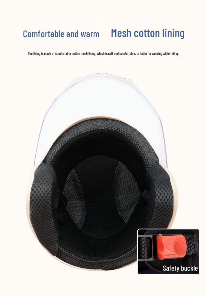 Universal 3C Certified Motorcycle Helmet for All Seasons - Cute, Safe, Sun-Protected, Unisex Half Helmet for Summer and Fall/Winter