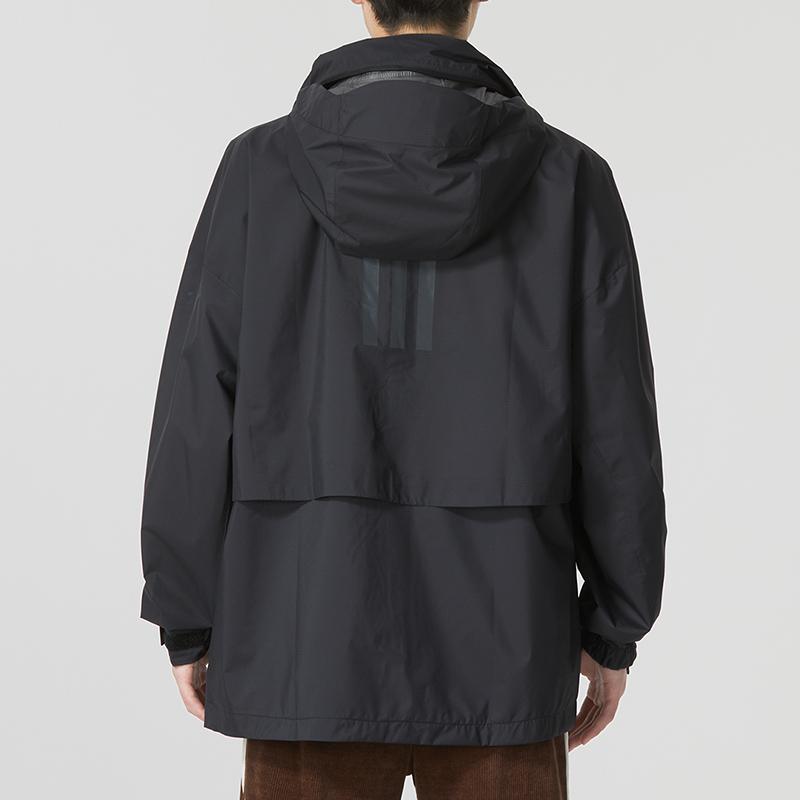 adidas C MysShelter RRL Striped Logo Print Zip Jacket With Detachable Hood Unisex Jacket Black HG6039