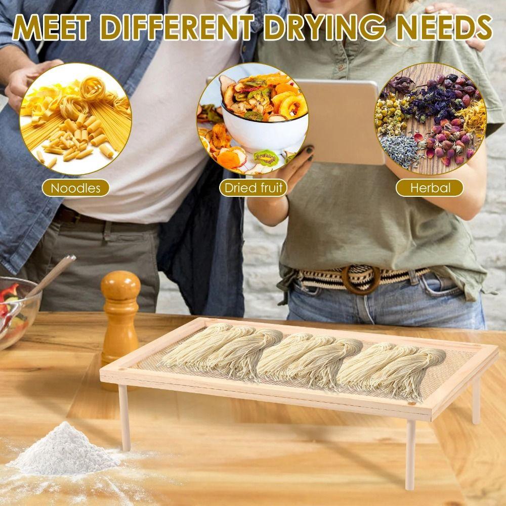 Stackable Pasta Drying Racks Wooden Mesh Food Dryer Holder Food Dryer with Net  Kitchen
