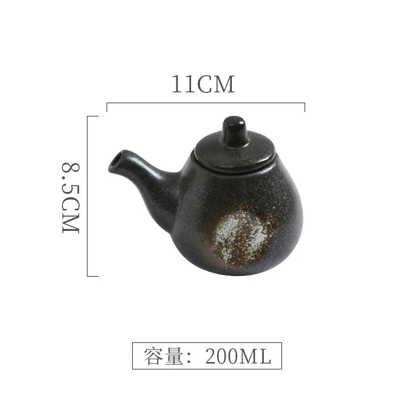 Japanese Retro Ceramic Oil Pot Household Kitchen Utensils Seasoning Pot Oil Vinegar Seasoning Bottle Kitchen Ceramic Tableware