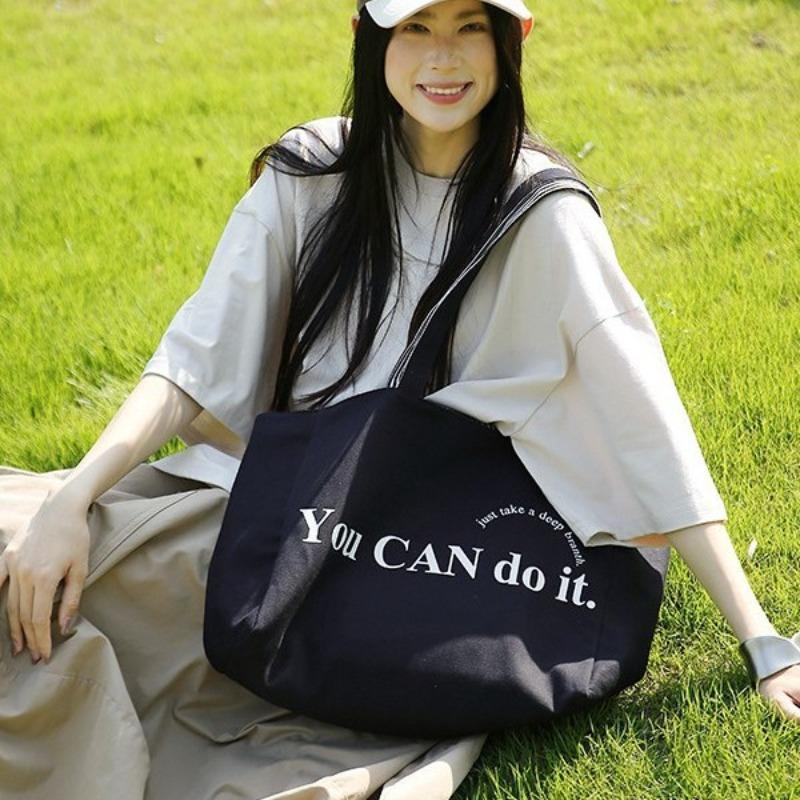 Spring and Summer New Large-capacity Striped Canvas Bag Double-sided Tote Bag Versatile Shoulder Bag