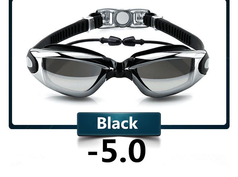 Anti Fog Professional Swimming Goggles Swimming Glasses Myopia with Earplugs Nose Clip Electroplate Waterproof Silicone Swim