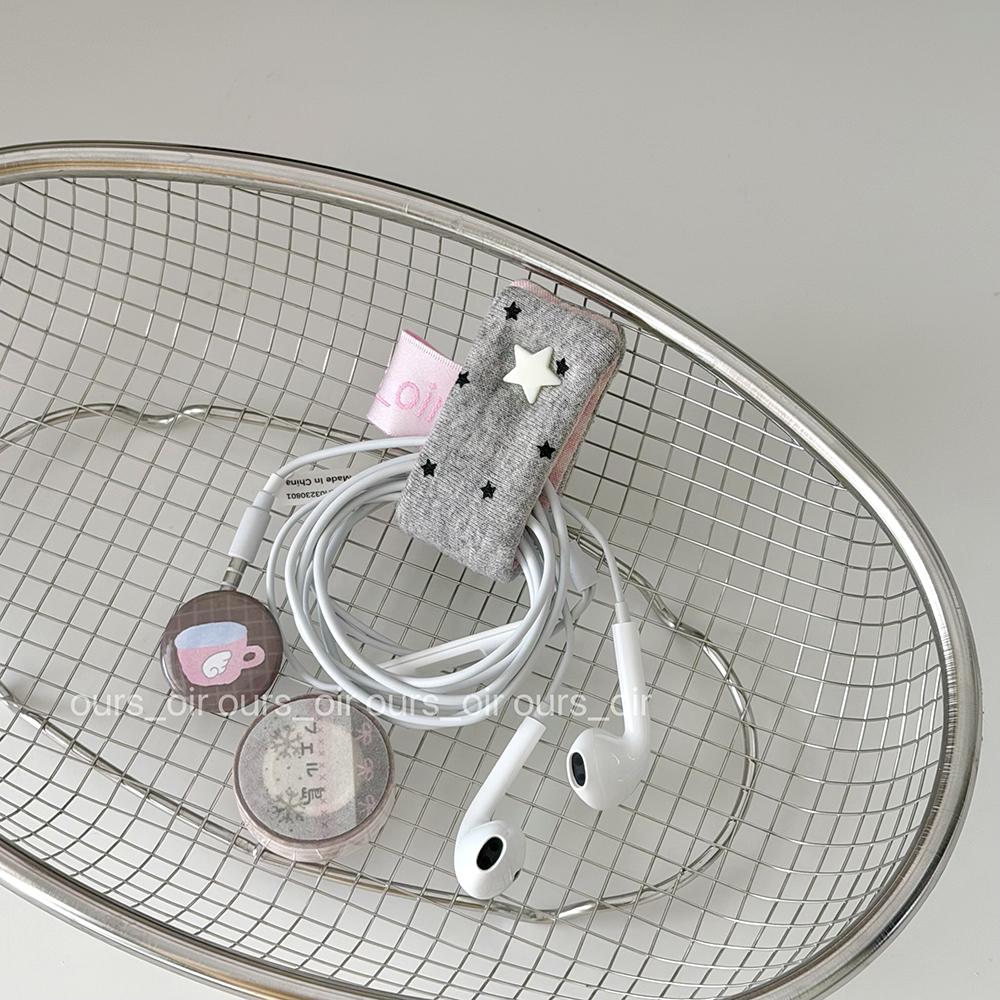 Knitted Cotton Cable Organizer Cute Strawberry Star Shape INS Style Storage Accessory for Data Line Wired Headphone Tidying Work