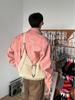 Men's 2025 Spring/Autumn Distressed Short Jacket with Padded Shoulders and Metal Zipper Design