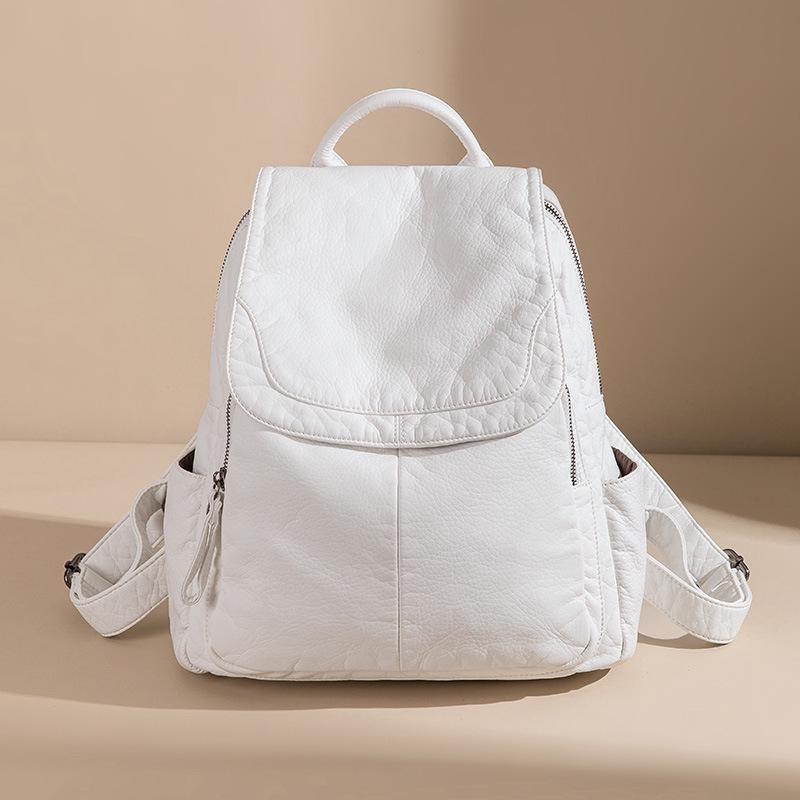 Women's Large Soft Leather Backpack - Casual Travel & College Bag