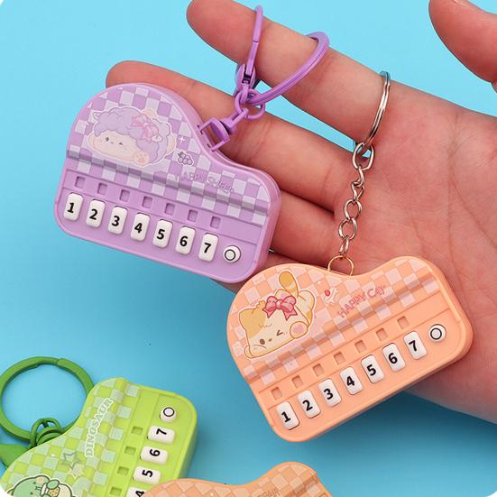 Mini Piano Toy Keychain with Light 7 Keys Cartoon Animal Handheld