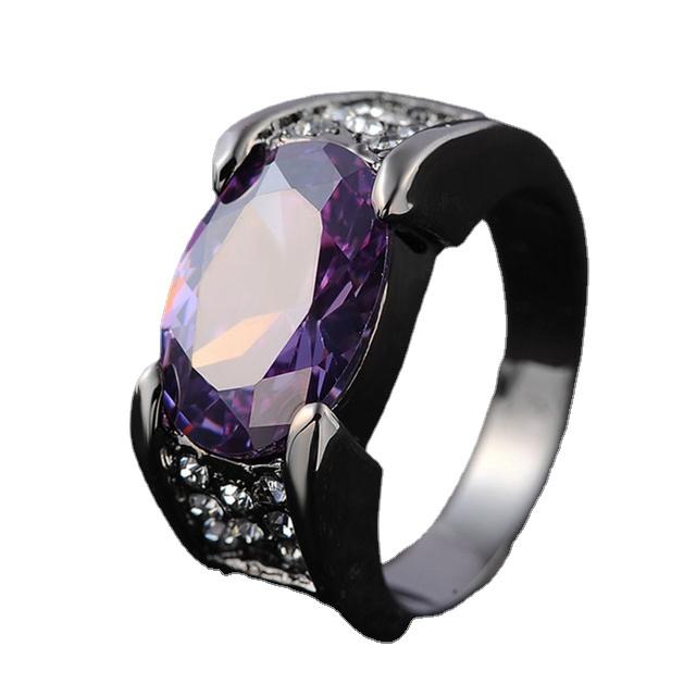 Fashion Red Blue Heart Love Hollow Carved Zircon Crystal Ring For Women Silver Color Female Rings Party Jewelry Accessories