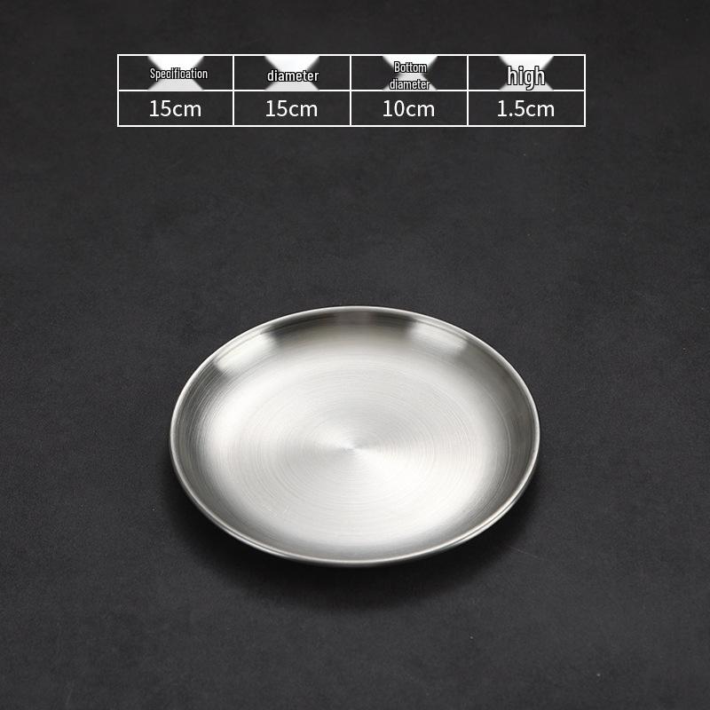 304 Stainless Steel Gold Korean BBQ & Dessert Plate, Flat-Bottom Fruit Tray