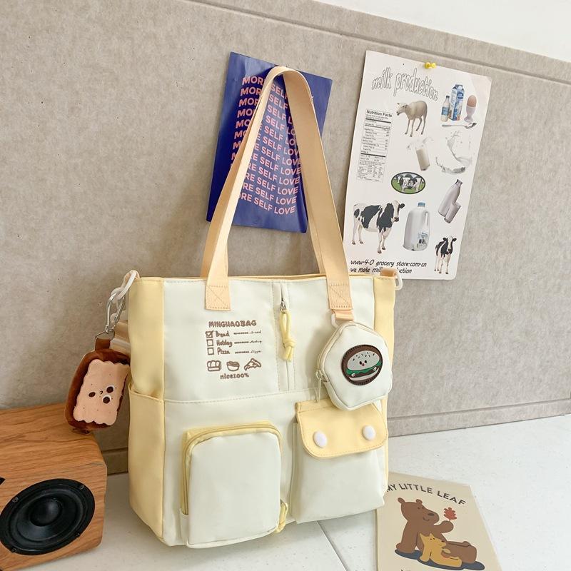 High Value Shoulder Bag Female Cute Food Tote Big Bag Primary and Secondary School Students Class Books Hand Bag