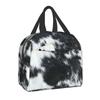 Western Cowboy Rodeo Horse Cowhide Cow Print Lunch Bag Resuable Cooler Thermal Insulated Lunch Box for Women School Work Picnic