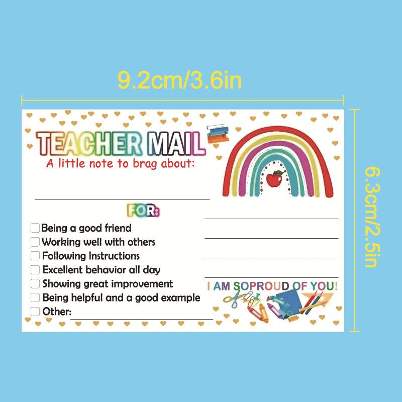 50pcs Rainbow Teacher Incentive Cards - Positive Behavior Motivation Notes for Students - Classroom Rewards