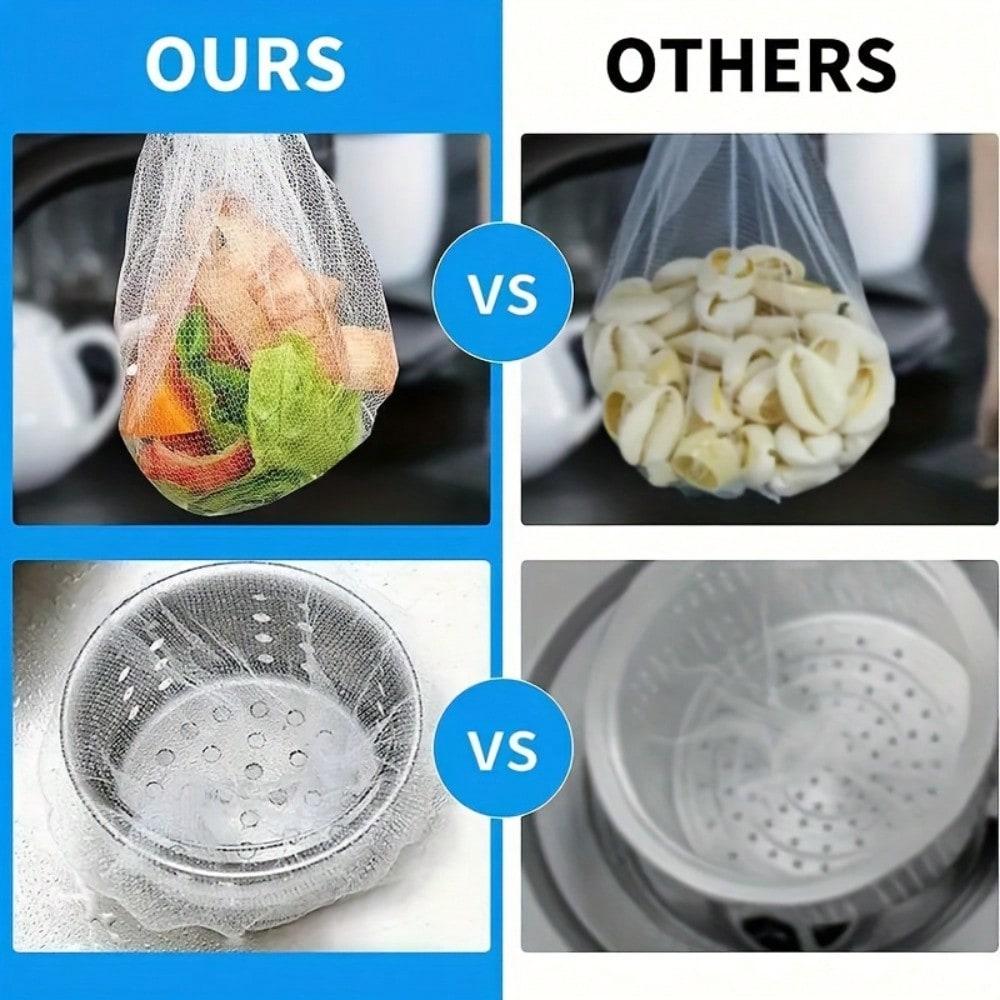 100-Pack Kitchen Sink Filter Bags - Featuring a Drawstring Closure And a Mesh Design That Effectively Captures Food Debris